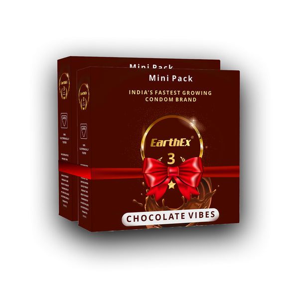 EarthEx Chocolate Flavour - 6 Condoms, 3s(Mini Pack of 2)