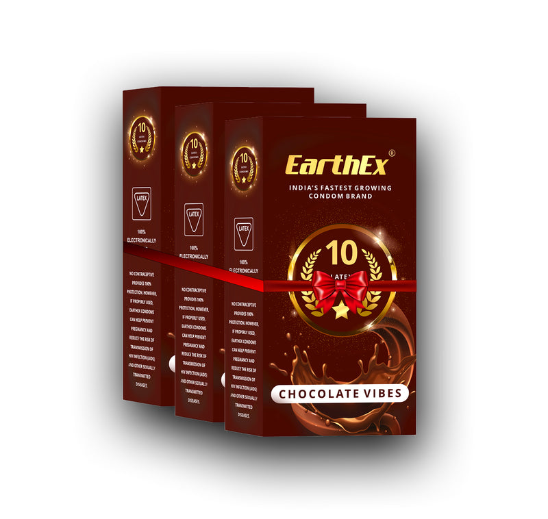 EarthEx Chocolate Flavour - 30 Condoms, 10s(Pack of 3)